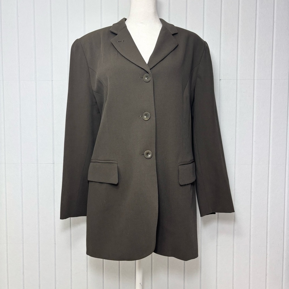 Philippe Adec Dark Olive Green Women's Wool Blazer size 10